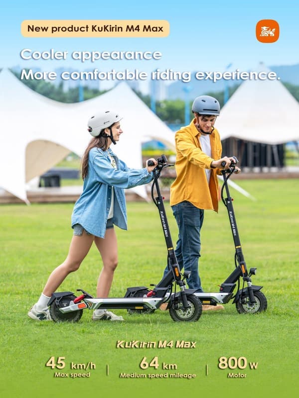 Kukirin M4 Max 800W motor 18.2AH elscooter, hastighet 45 km/h, räckvidd 64 km, 10-tums däck