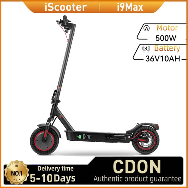 iScooter i9 Max City Commuter Sähköpotkulauta Aikuisille 500 W:n Sähköpotkulauta 36 V 10 Ah:n Akulla, Taittuva Sähköpotkulauta 10 Tuuman Renkaalla