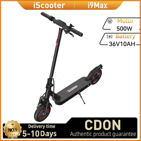 iScooter i9 Max City Commuter sähköpotkulauta 36V10 Ah Akulla, Taittuva Sähköpotkulauta Aikuisille, 500 W Moottori, 10 Tuuman Rengas