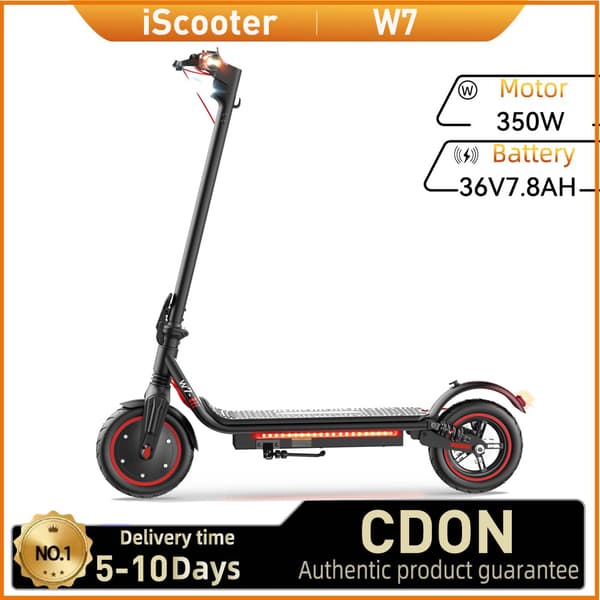 iScooter W7 Elscooter för vuxna 36V7.8Ah Batteri Stadspendlare Elscooter 350W Motor Hopfällbar Elscooter 8.5 Tums Däck