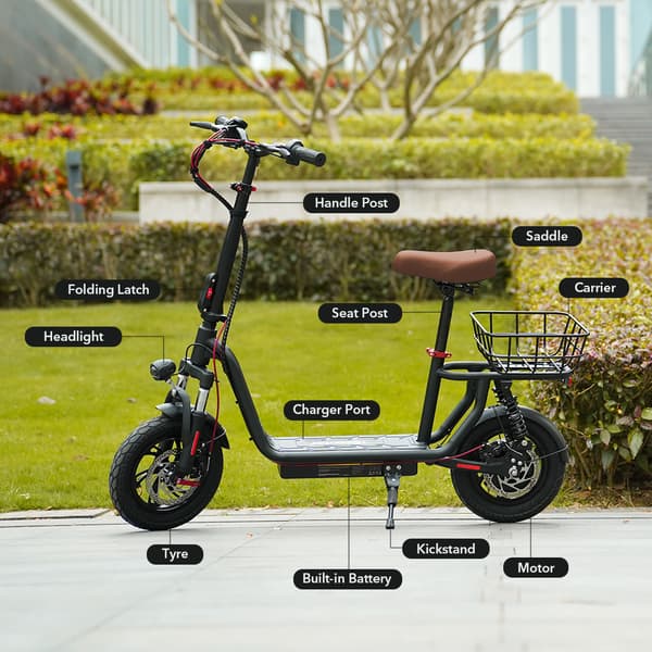 iScooter i12 City Commuter Elscooter 500W Motor 36V7.5Ah Batteri Med Sadel Elscooter 12-tums Däck Elscooter för Vuxen
