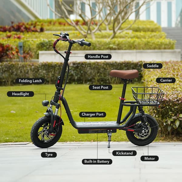 iScooter i12 City Commuter Elscooter 500W Motor 36V7.5Ah Batteri Med Sadel Elscooter 12-tums Däck Elscooter för Vuxen