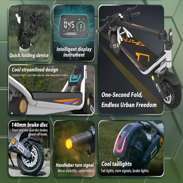 Kukirin A1 Elscooter För Vuxna 800W Motor 10-Tums Däck Terrängscooter 48V13AH Batteri Hopfällbar Elscooter
