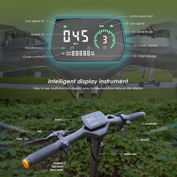 Kukirin A1 Elscooter För Vuxna 800W Motor 10-Tums Däck Terrängscooter 48V13AH Batteri Hopfällbar Elscooter
