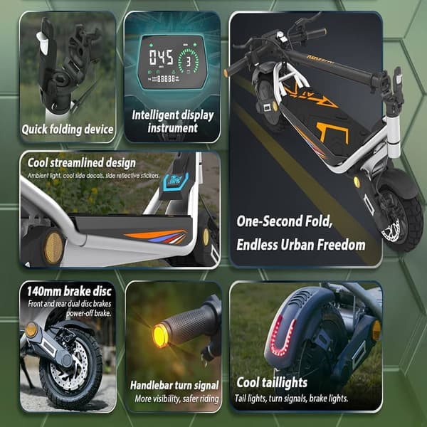 Kukirin A1 Elscooter för vuxna 800W motor 48V13AH batteri terrängscooter 10 tums däck hopfällbar elscooter