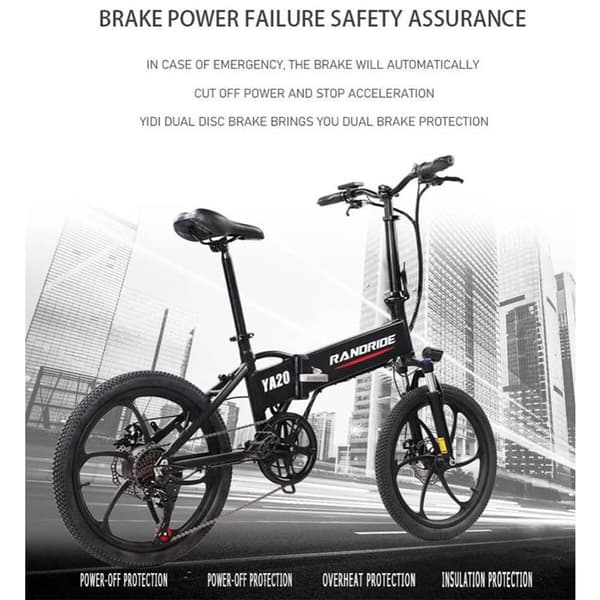 Randride YA20 Adult Sähköpyörä 350W Moottori Ebike 48V12.8Ah Akku City E-bike 20 tuuman Renkaat Sähköpyörä