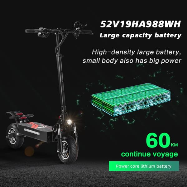 BOYUEDA Q7 Pro Aikuisille Tarkoitettu Sähköpotkulauta 2*1600 W Moottori 52 V 19 Ah:n Akku, Maastoajokelu, 10 Tuuman Rengas, Maastoajokelu