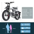 Pikkukuva 9 / 11: COSWHEEL CT20S aikuisten sähköpyörä 1500W moottori Ebike 60V27.5Ah Akku vuoristo E-polkupyörä 20 * 5.0 tuuman rasva renkaat sähköpyörä
