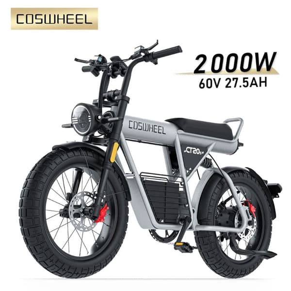 COSWHEEL CT20S aikuisten sähköpyörä 1500W moottori Ebike 60V27.5Ah Akku vuoristo E-polkupyörä 20 * 5.0 tuuman rasva renkaat sähköpyörä