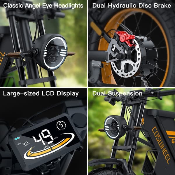 COSWHEEL GT20 MOUNTAIN Aikuisten Sähköpyörä 48V25Ah,1000W Moottori Ebike,Miesten Sähköpyörä 20 Tuuman Renkaat Kaikki Maasto Sähköpyörä