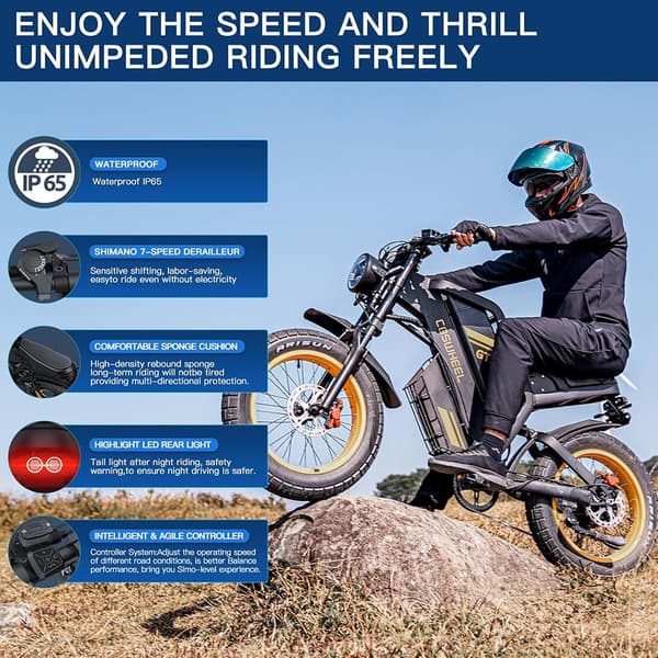 COSWHEEL GT20 MOUNTAIN Aikuisten Sähköpyörä 48V25Ah,1000W Moottori Ebike,Miesten Sähköpyörä 20 Tuuman Renkaat Kaikki Maasto Sähköpyörä