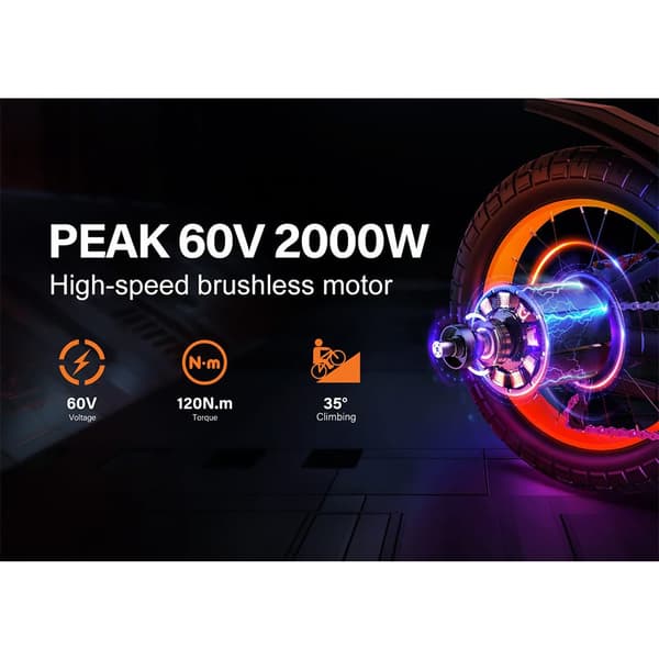 COSWHEEL GT20MAX MOUNTAIN Aikuisten Sähköpyörä 60V40Ah,1500W Moottori Ebike,Miesten Sähköpyörä 20 Tuuman Renkaat Kaikki Maasto Sähköpyörä