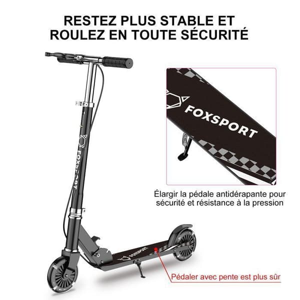 FOXSPORT Barnsparkcykel - Fällbar - Pedalbroms - Maximal belastning 100 kg - Svart