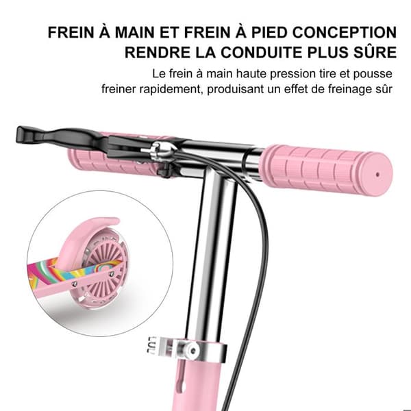 FOXSPORT Scooter-Barn-Fällbar och Höjdjusterbar-Pedalbroms-Maximal belastning 100 kg-Rosa