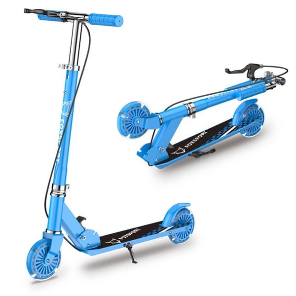 FOXSPORT Barnscooter - Fällbar - Pedalbroms - Maximal belastning 100 kg - Blå