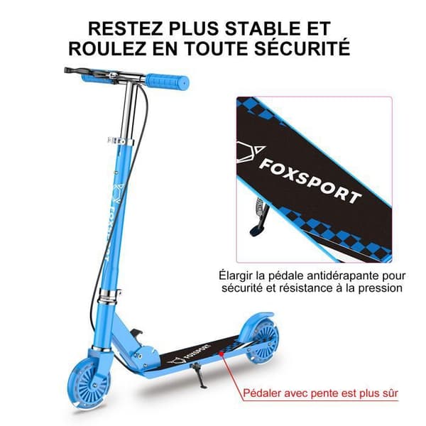 FOXSPORT Sparkcykel-Barn-Fällbar och Höjdjusterbar-Pedalbroms-Maximal belastning 100 kg-Blå