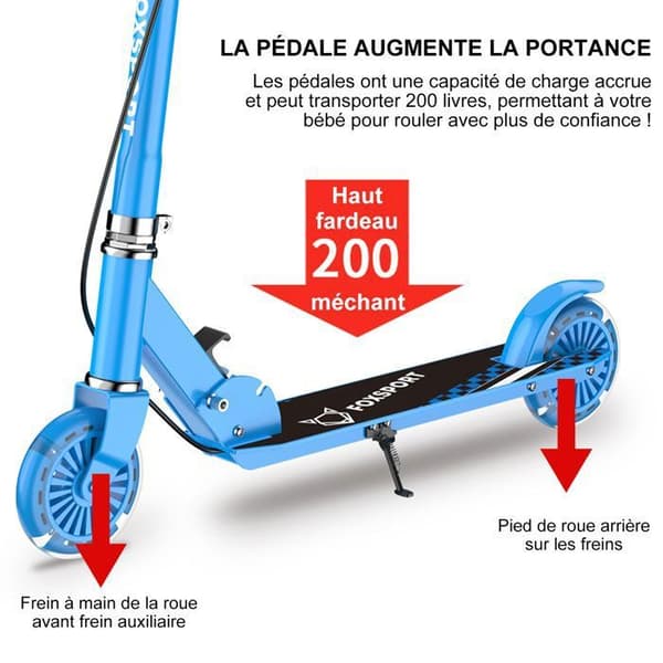 FOXSPORT Sparkcykel-Barn-Fällbar och Höjdjusterbar-Pedalbroms-Maximal belastning 100 kg-Blå