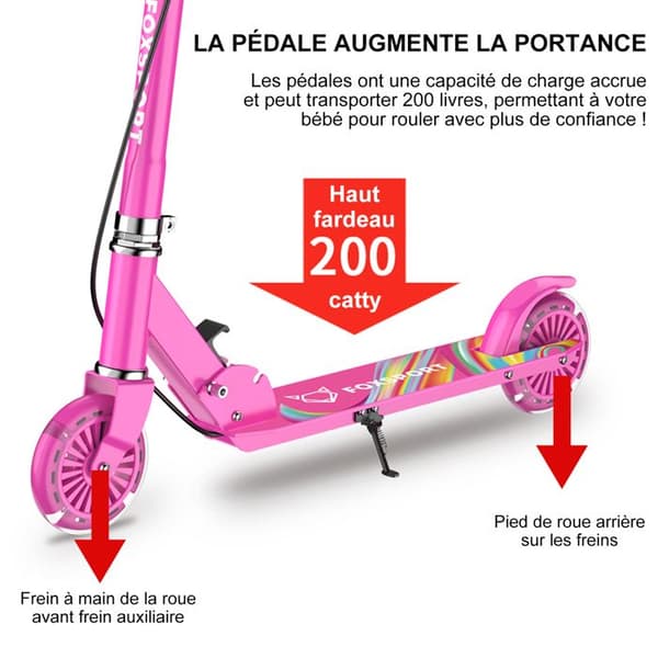 FOXSPORT Sparkcykel-Barn-Fällbar-Trampbroms-Maximal belastning 100 kg-Rosa Röd