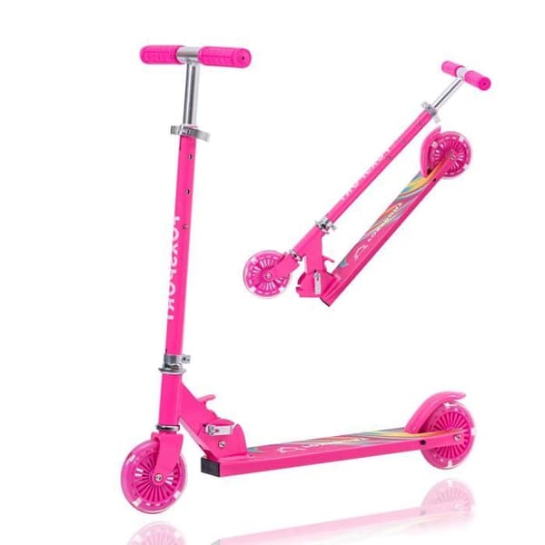 FOXSPORT Fällbar sparkcykel för barn med LED-hjul, 3 justerbara styrehöjder, sparkcykel för barn med broms - lila