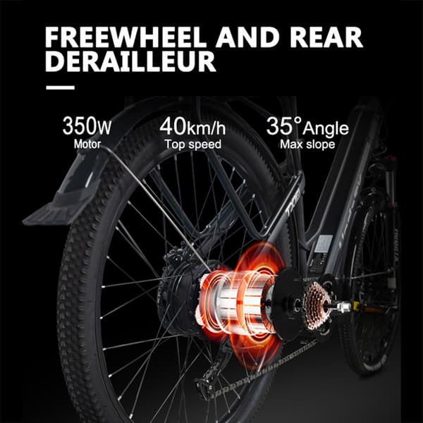Hedatx TXC10 City Commuter Sähköpyörä 350W Moottorilla, Sähköpyörä 48V19.2AH Akulla, Aikuisille, Sähköpyörä 27.5 Tuuman Renkaalla
