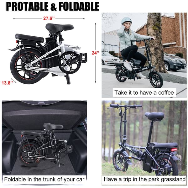 Hedatx MINI Elcykel För Vuxen 400W Motor Stadspendlare Elcykel 48V13AH Batteri Elcykel 14 Tums Däck Elcykel