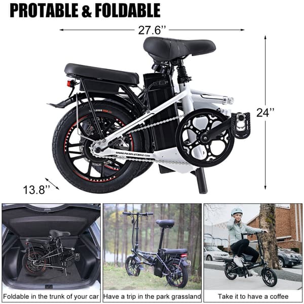 Hedatx MINI City Commuter Sähköpyörä 400W Moottori Aikuisille Sähköpyörä 48V13AH Akku Sähköpyörä 14 Tuuman Rengas Sähköpyörä