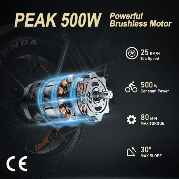 ELEKWHEELS E6 Aikuisille Tarkoitettu Sähköpyörä 500 W Sähköpyörä 48V15Ah Akulla, Maastoon Sopiva Sähköpyörä, 20 Tuuman Paksurenkainen Sähköpyörä