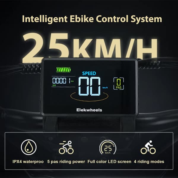 ELEKWHEELS E6 Aikuisille Tarkoitettu Sähköpyörä 500 W Sähköpyörä 48V15Ah Akulla, Maastoon Sopiva Sähköpyörä, 20 Tuuman Paksurenkainen Sähköpyörä
