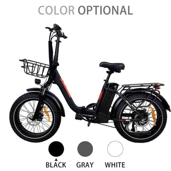 Baolujie DZ2030 elcykel 48V 13Ah batteri, 500W effekt elcykel, 20x4,0 tum däck, vikbar, 40 km/t, vit elcykel