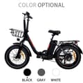 Miniatyrbild 10 av 11: Baolujie DZ2030 elcykel 48V 13Ah batteri, 500W effekt elcykel, 20x4,0 tum däck, vikbar, 40 km/t, vit elcykel