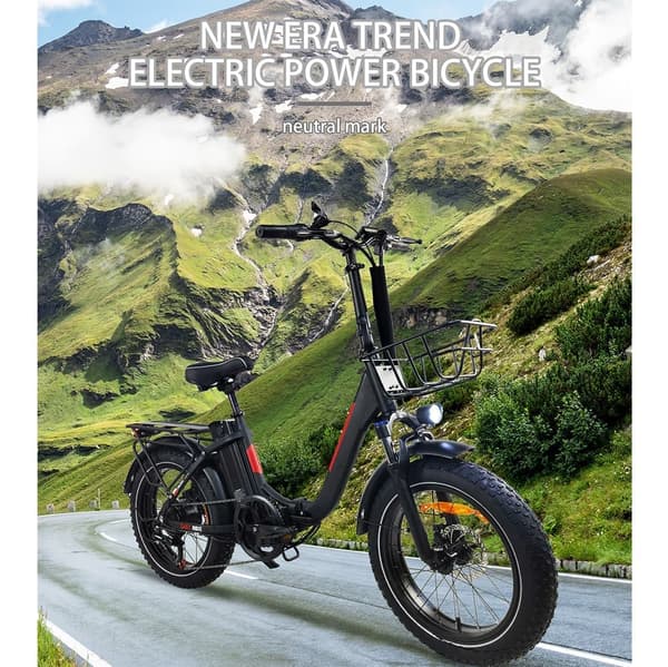 Baolujie DZ2030 elcykel 48V 13Ah batteri, 500W effekt elcykel, 20x4,0 tum däck, vikbar, 40 km/t, vit elcykel