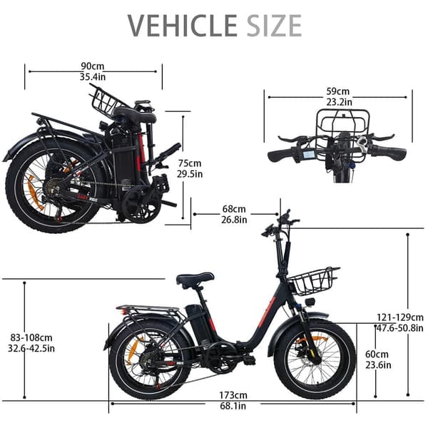 BaoLujie DZ2030 Elcykel 500W, 48V 13Ah Batteri, 20x4,0 Tums Däck, Vikbar, 40 km/t, Vit Elcykel
