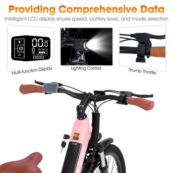 HILAND EHD803 City Commuter Elcykel 250W Motor Vuxen Elcykel 36V7.8Ah Batteri Elcykel 26 Tums Däck Dam Elcykel
