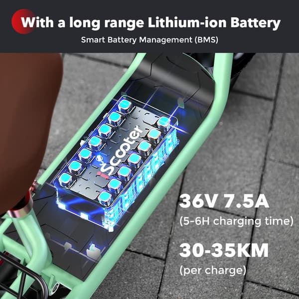 City El-Scooter iScooter i12, Motor 36V 500, 25 km/t, 12-tommer dæk