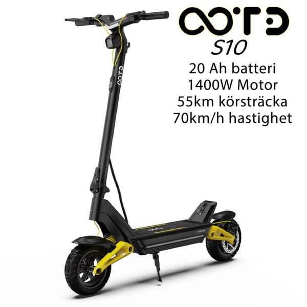 OOTD S10 48V20AH batteri, räckvidd 70 km, 1400W motor, 10-tums däck, maximal hastighet 55 km/h, hopfällbar elscooter