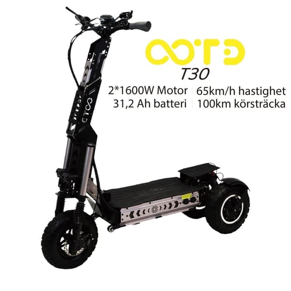 OOTD T30 60V 31,2AH batteri, 2*1600W motor, räckvidd 100 km, 13-tums däck, maximal hastighet 65 km/h, hopfällbar elscooter
