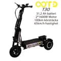 Miniatyrbild 1 av 11: OOTD T30 60V 31,2AH batteri, räckvidd 100 km, 2*1600W motor, 13-tums däck, maximal hastighet 65 km/h, hopfällbar elscooter