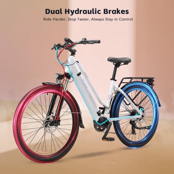 PURE UNICORN U8 City Commuter Elcykel 500W Motor Vuxen Elcykel 48V14Ah Batteri Elcykel 27,5 Tums Däck Elcykel