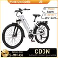 Miniatyrbild 1 av 11: PURE UNICORN U8 City Ebike 500W Motor Elcykel för Vuxna 48V14Ah Batteri Elcykel för Damer 27,5 Tums Däck Elcykel