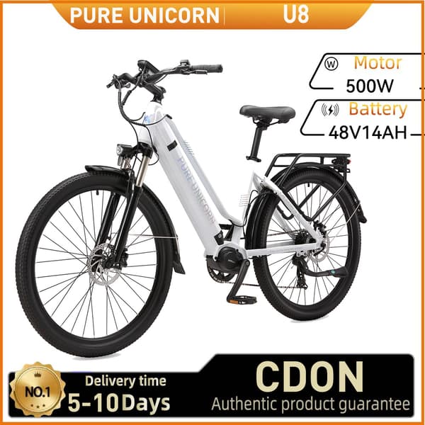 PURE UNICORN U8 City Ebike 500W Motor Elcykel för Vuxna 48V14Ah Batteri Elcykel för Damer 27,5 Tums Däck Elcykel