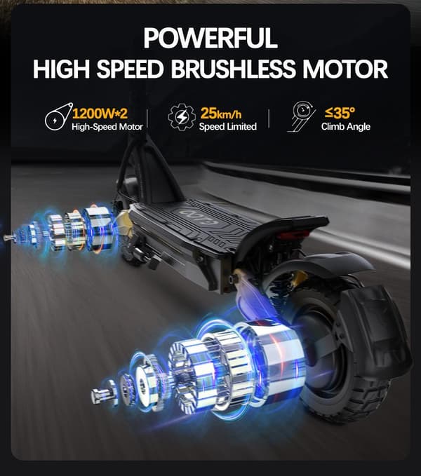 OOTD S30 foldbar elektrisk scooter, 1200W*2 dobbeltmotorer, 52V 23.4AH batteri, tophastighed 65 km / t, hydrauliske bremser for og bag