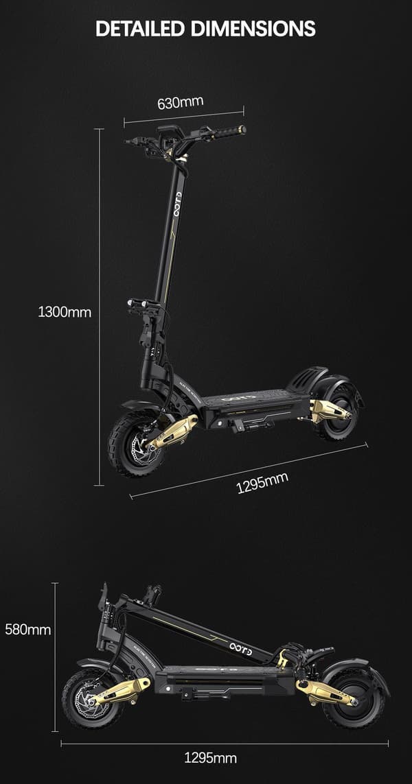 OOTD S30 foldbar elektrisk scooter, 1200W*2 dobbeltmotorer, 52V 23.4AH batteri, tophastighed 65 km / t, hydrauliske bremser for og bag