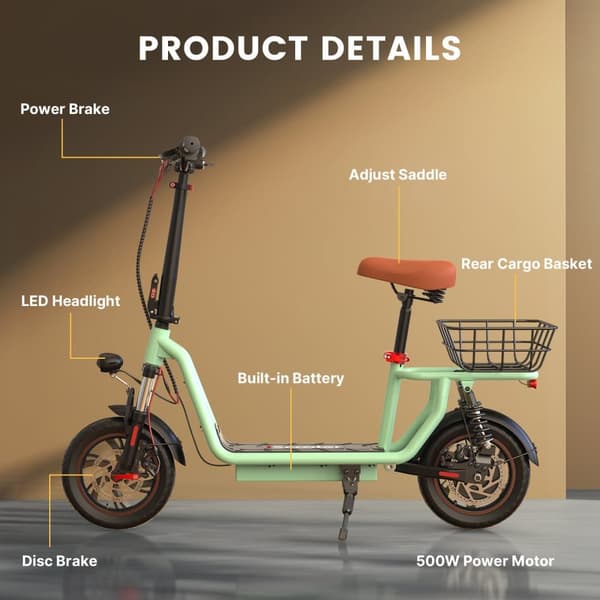 iScooter i12 Elscooter För Vuxna 500W Motor 36V7.5Ah Batteri Hopfällbar Elsparkcykel 12-Tums Däck Stadspendlare Elsparkcykel