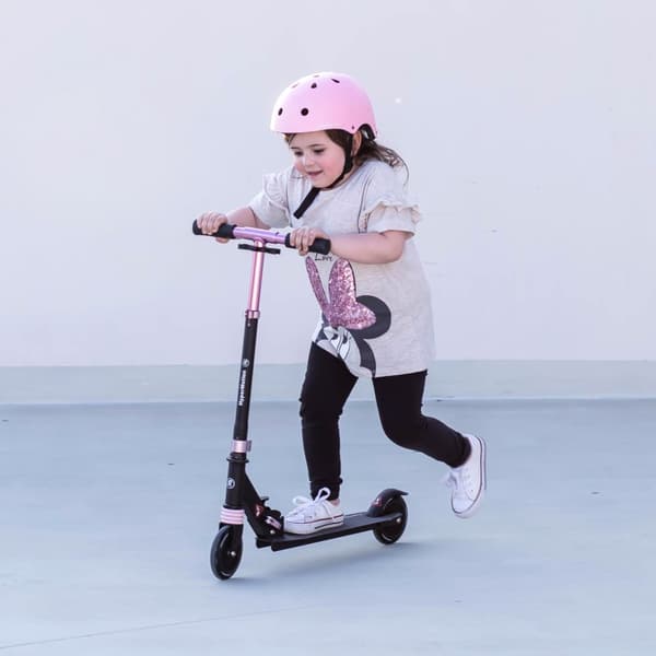 HyperMotion Wally Lasten Skootteri – 2 Pyörää, Iskunvaimennin, PU-Pyörät, ABEC-7, Taitettava, Musta/Vaaleanpunainen, 4+