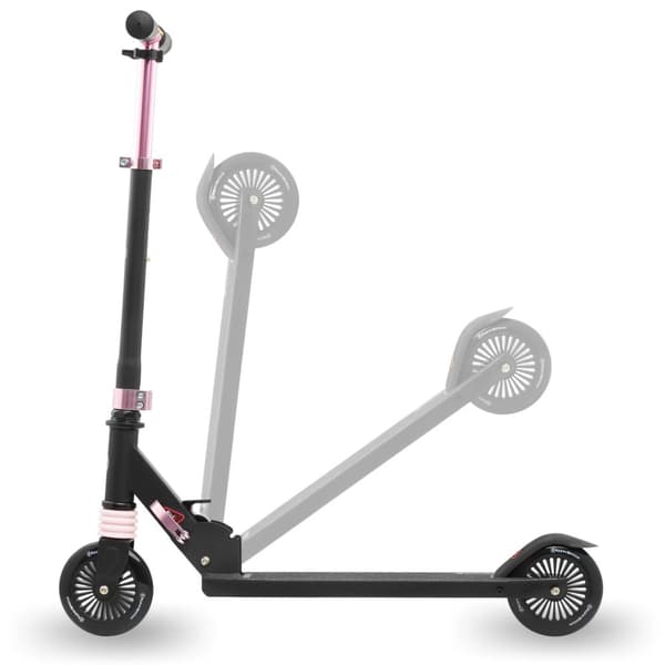 HyperMotion Wally Lasten Skootteri – 2 Pyörää, Iskunvaimennin, PU-Pyörät, ABEC-7, Taitettava, Musta/Vaaleanpunainen, 4+