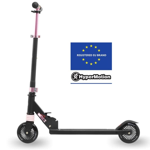 HyperMotion Wally Lasten Skootteri – 2 Pyörää, Iskunvaimennin, PU-Pyörät, ABEC-7, Taitettava, Musta/Vaaleanpunainen, 4+