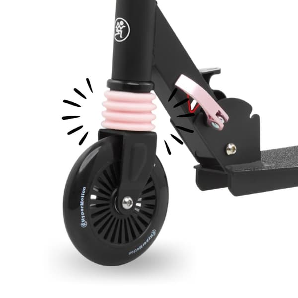 HyperMotion Wally Lasten Skootteri – 2 Pyörää, Iskunvaimennin, PU-Pyörät, ABEC-7, Taitettava, Musta/Vaaleanpunainen, 4+