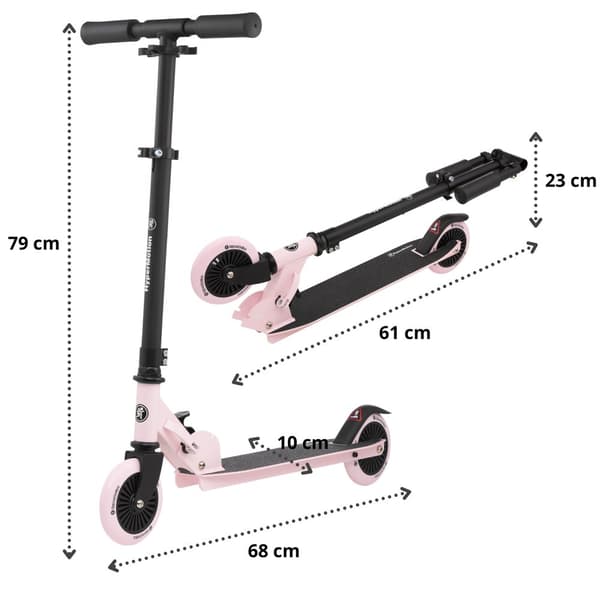 HyperMotion WILLY Børnehjul – 2 hjul, pink, foldbar, højdejusterbar, PU hjul, ABEC-7, 3+, 2,2 kg