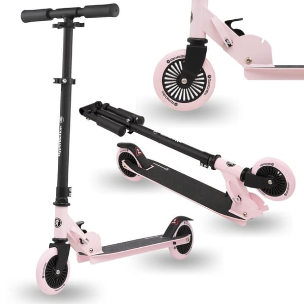 HyperMotion WILLY Børnehjul – 2 hjul, pink, foldbar, højdejusterbar, PU hjul, ABEC-7, 3+, 2,2 kg
