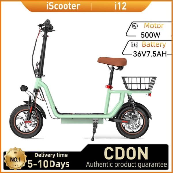 iScooter i12 City Commuter Elscooter 500W Motor 36V7.5Ah Batteri Hopfällbar Elscooter 15.5MPH MAX HASTIGHET Vuxen Elscooter